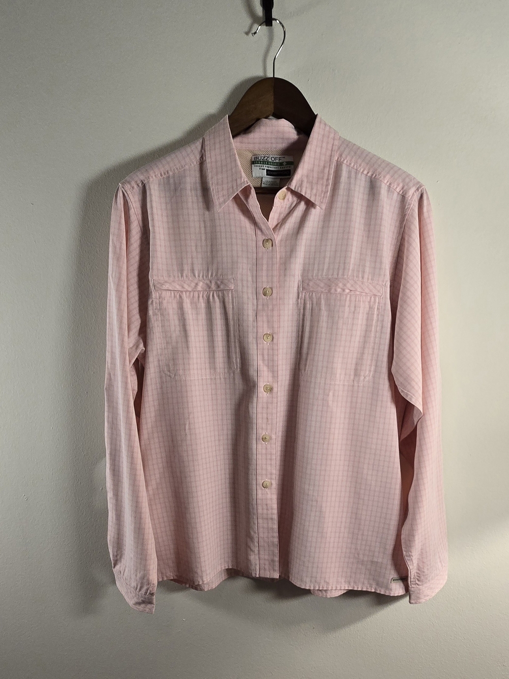 ExOfficio Pink Plaid Buzz Off Tech Hiking Shirt XL